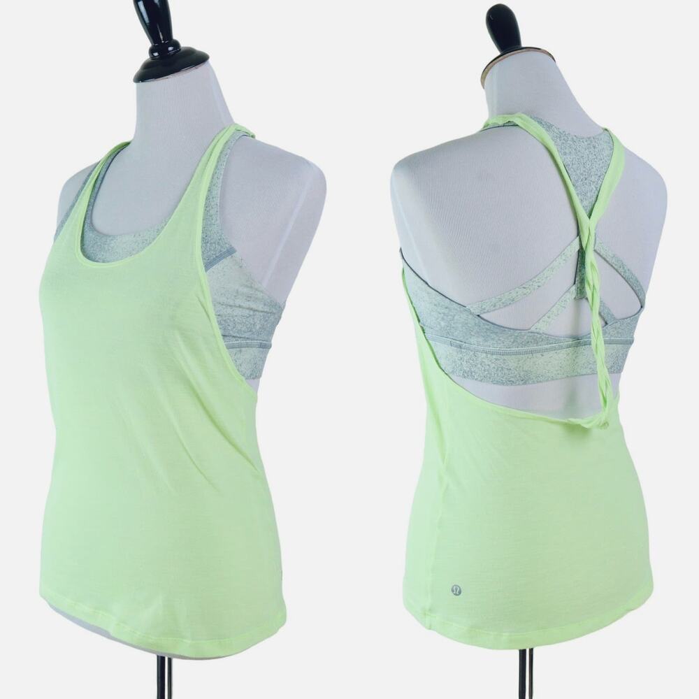 Lululemon Size 4 Twist & Toil Tank Top 2 in 1 Mint Citrus *as is*